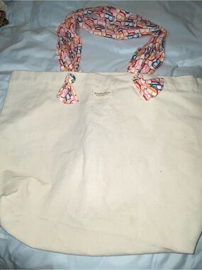 Roger & Gallet Canvas Tote with Patterned Scarf Handles